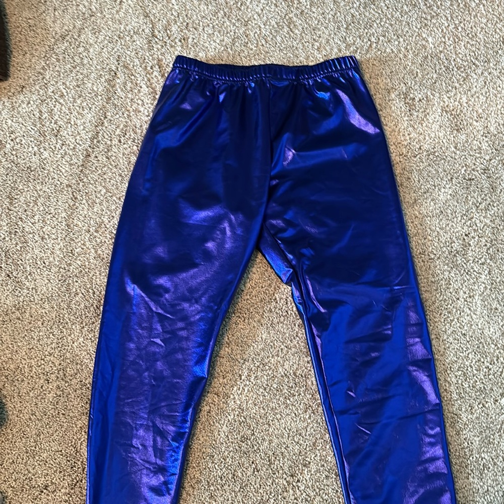 purple metallic leggings
